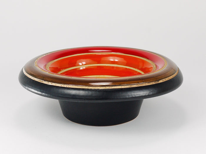 Aldo Londi Bitossi Striped Mid-Century Ceramic Centerpiece Bowl, Italy, 1960s