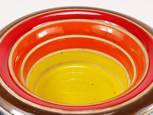 Aldo Londi Bitossi Striped Mid-Century Ceramic Centerpiece Bowl, Italy, 1960s