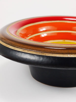 Aldo Londi Bitossi Striped Mid-Century Ceramic Centerpiece Bowl, Italy, 1960s