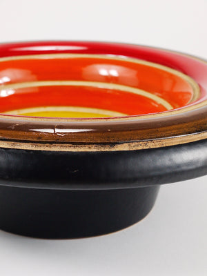 Aldo Londi Bitossi Striped Mid-Century Ceramic Centerpiece Bowl, Italy, 1960s