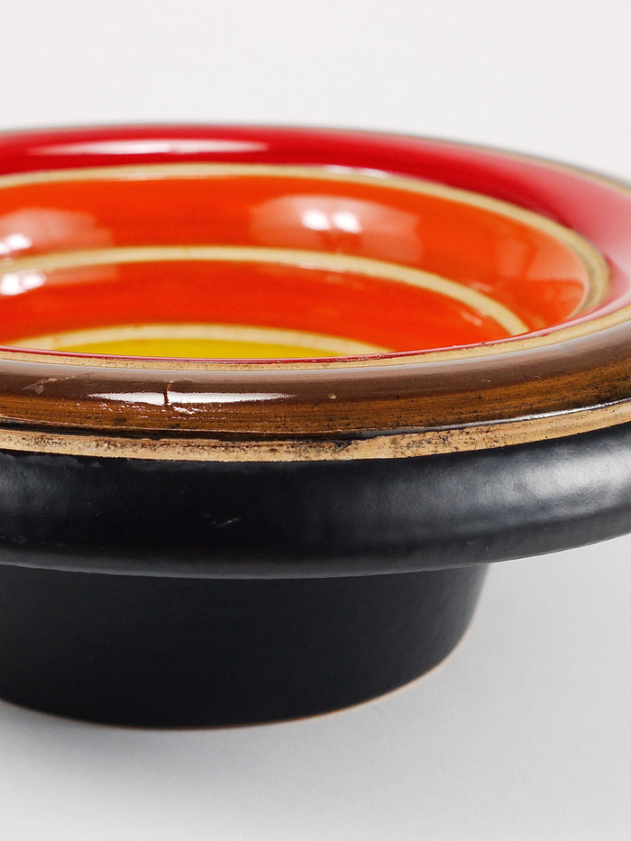 Aldo Londi Bitossi Striped Mid-Century Ceramic Centerpiece Bowl, Italy, 1960s