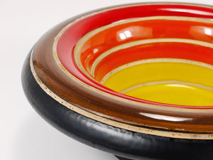 Aldo Londi Bitossi Striped Mid-Century Ceramic Centerpiece Bowl, Italy, 1960s