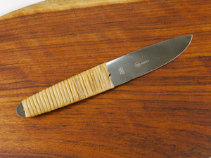 Carl Aubock Big Cutting Board with Amboss Knife, Wicker Handle, Walnut, Leather