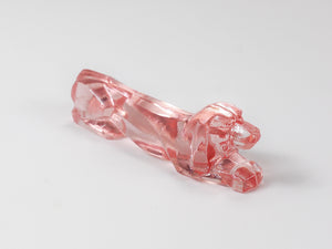 12 French Art Deco Dachshund Basset Hound Knife Rests, Rosé Glass, France, 1930s