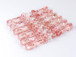 12 French Art Deco Dachshund Basset Hound Knife Rests, Rosé Glass, France, 1930s