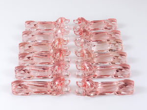 12 French Art Deco Dachshund Basset Hound Knife Rests, Rosé Glass, France, 1930s