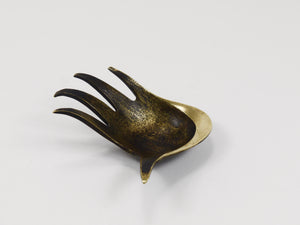 Walter Bosse Sculptural Brass Hand Bowl or Ashtray, Herta Baller, Austria, 1950s