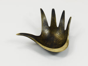Walter Bosse Sculptural Brass Hand Bowl or Ashtray, Herta Baller, Austria, 1950s