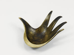 Walter Bosse Sculptural Brass Hand Bowl or Ashtray, Herta Baller, Austria, 1950s