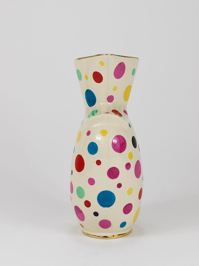 Boch Frères Gold & Polka Dot Decor Mid-Century Pitcher / Jug, Belgium, 1950s