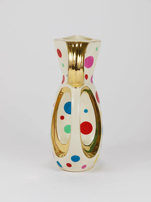 Boch Frères Gold & Polka Dot Decor Mid-Century Pitcher / Jug, Belgium, 1950s