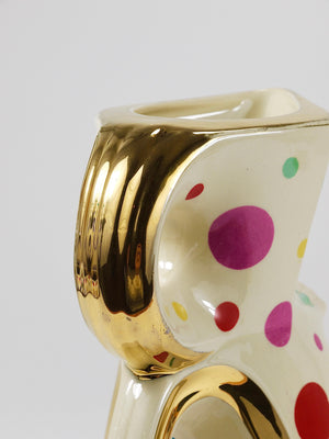 Boch Frères Gold & Polka Dot Decor Mid-Century Pitcher / Jug, Belgium, 1950s