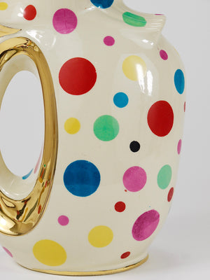 Boch Frères Gold & Polka Dot Decor Mid-Century Pitcher / Jug, Belgium, 1950s