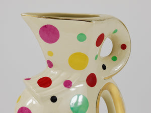 Boch Frères Gold & Polka Dot Decor Mid-Century Pitcher / Jug, Belgium, 1950s