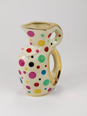 Boch Frères Gold & Polka Dot Decor Mid-Century Pitcher / Jug, Belgium, 1950s