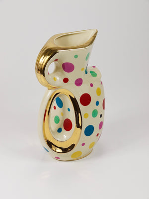 Boch Frères Gold & Polka Dot Decor Mid-Century Pitcher / Jug, Belgium, 1950s