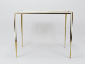 A Pair of Vereinigte Werkstätten Brass & White Mirror Tables, Germany, 1970s