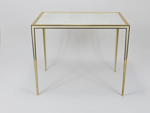 A Pair of Vereinigte Werkstätten Brass & White Mirror Tables, Germany, 1970s