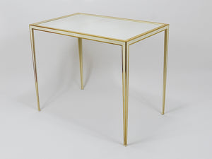 A Pair of Vereinigte Werkstätten Brass & White Mirror Tables, Germany, 1970s
