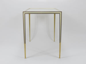 A Pair of Vereinigte Werkstätten Brass & White Mirror Tables, Germany, 1970s