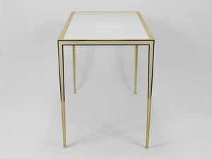 A Pair of Vereinigte Werkstätten Brass & White Mirror Tables, Germany, 1970s
