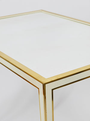 A Pair of Vereinigte Werkstätten Brass & White Mirror Tables, Germany, 1970s