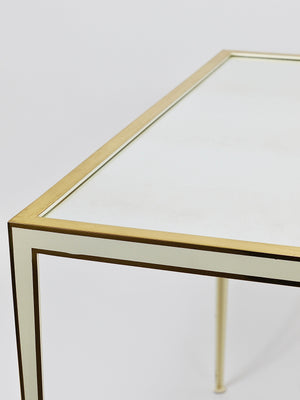 A Pair of Vereinigte Werkstätten Brass & White Mirror Tables, Germany, 1970s