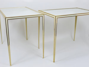 A Pair of Vereinigte Werkstätten Brass & White Mirror Tables, Germany, 1970s