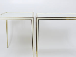 A Pair of Vereinigte Werkstätten Brass & White Mirror Tables, Germany, 1970s
