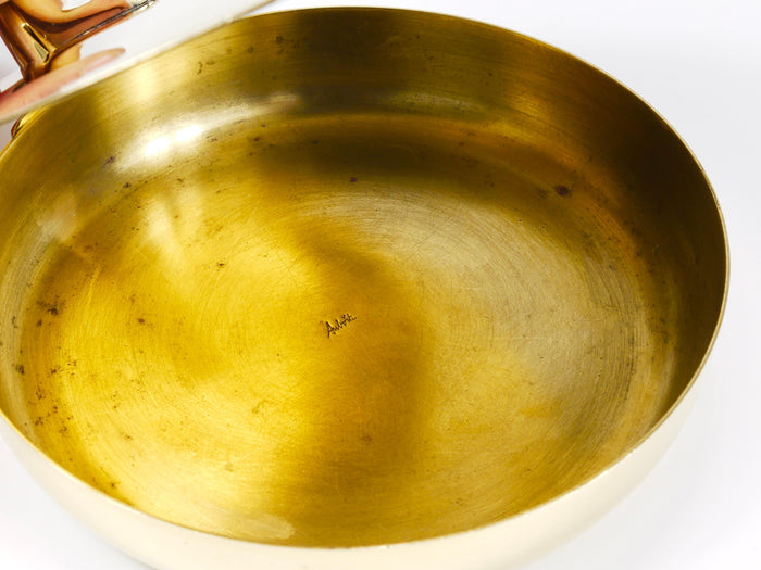 Marked Carl Aubock Butler Brass Ashtray with Lid and Handle, Vienna, 1950s