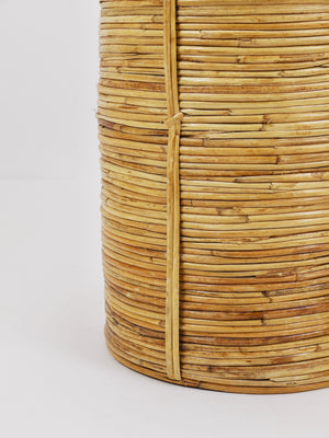 Riviera Style Bamboo & Brass Paper Basket Umbrella Stand, Italy, 1970s