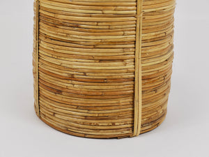 Riviera Style Bamboo & Brass Paper Basket Umbrella Stand, Italy, 1970s