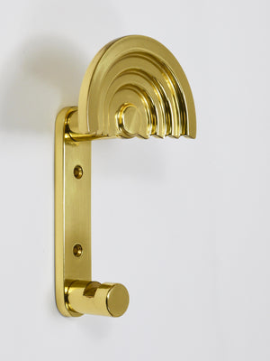 13x Ettore Sottsass Postmodern Brass Wall Coat Hooks, 1985, Valli & Valli Italy