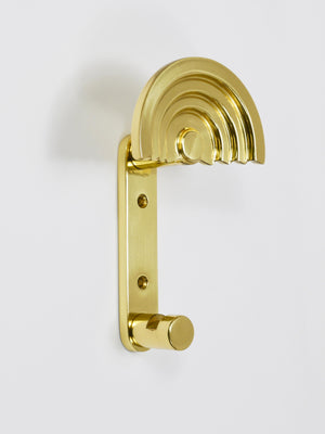 13x Ettore Sottsass Postmodern Brass Wall Coat Hooks, 1985, Valli & Valli Italy