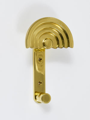 13x Ettore Sottsass Postmodern Brass Wall Coat Hooks, 1985, Valli & Valli Italy