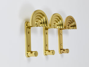 13x Ettore Sottsass Postmodern Brass Wall Coat Hooks, 1985, Valli & Valli Italy