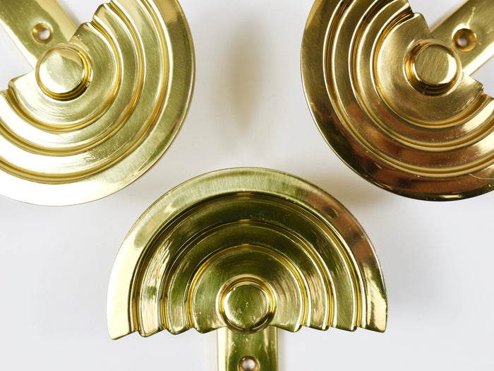13x Ettore Sottsass Postmodern Brass Wall Coat Hooks, 1985, Valli & Valli Italy