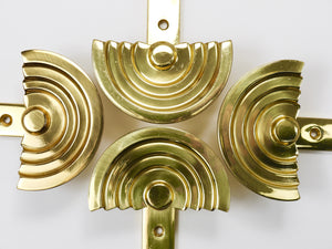 13x Ettore Sottsass Postmodern Brass Wall Coat Hooks, 1985, Valli & Valli Italy