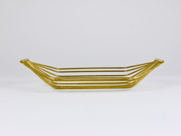 Austrian Mid-Century Large Brass Wire Fruit Basket Bowl, Carl Aubock Style, 1950