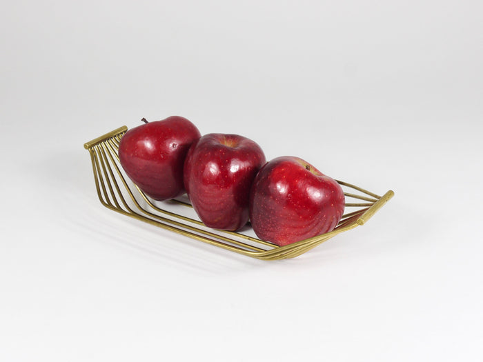 Austrian Mid-Century Large Brass Wire Fruit Basket Bowl, Carl Aubock Style, 1950