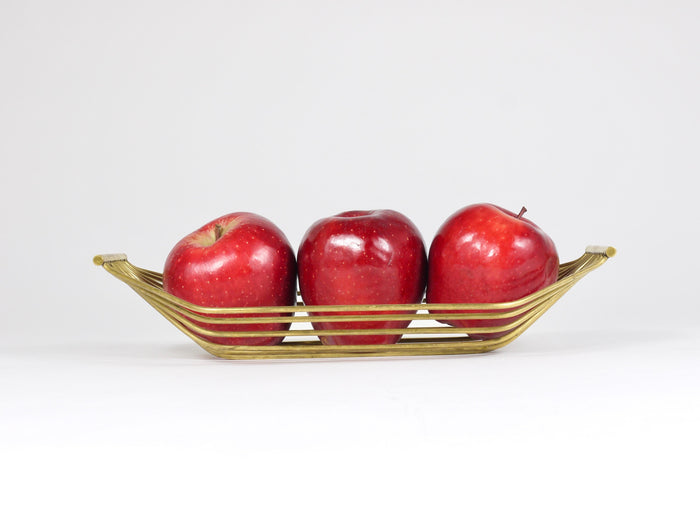 Austrian Mid-Century Large Brass Wire Fruit Basket Bowl, Carl Aubock Style, 1950