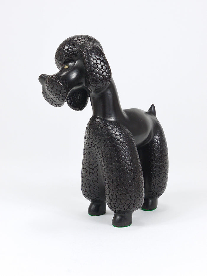 Charming Dog Poodle Sculpture Figurine by Leopold Anzengruber, Austria, 1950s