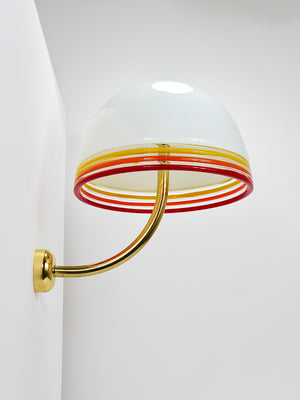 Appliques murales Roberto Pamio Febo, laiton, verre de Murano, Leucos, Italie, années 1970
