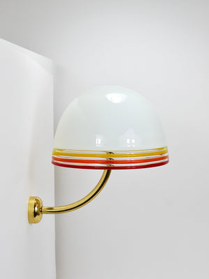 Appliques murales Roberto Pamio Febo, laiton, verre de Murano, Leucos, Italie, années 1970