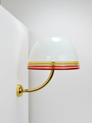 Appliques murales Roberto Pamio Febo, laiton, verre de Murano, Leucos, Italie, années 1970