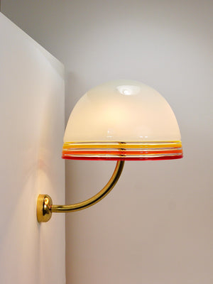 Appliques murales Roberto Pamio Febo, laiton, verre de Murano, Leucos, Italie, années 1970