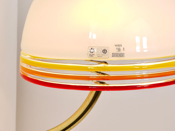 Roberto Pamio Febo Wall Lamps Sconces, Brass, Murano Glass, Leucos, Italy, 1970s