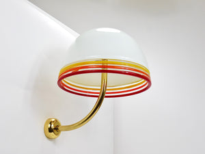 Appliques murales Roberto Pamio Febo, laiton, verre de Murano, Leucos, Italie, années 1970