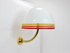 Appliques murales Roberto Pamio Febo, laiton, verre de Murano, Leucos, Italie, années 1970
