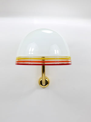 Appliques murales Roberto Pamio Febo, laiton, verre de Murano, Leucos, Italie, années 1970